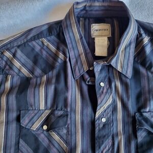 Western Frontier Pearl Snap Button Down Long Sleeve Shirt Men's Size 3X Striped
